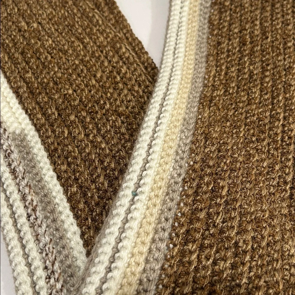 Handmade Crochet Scarf Brown and Cream